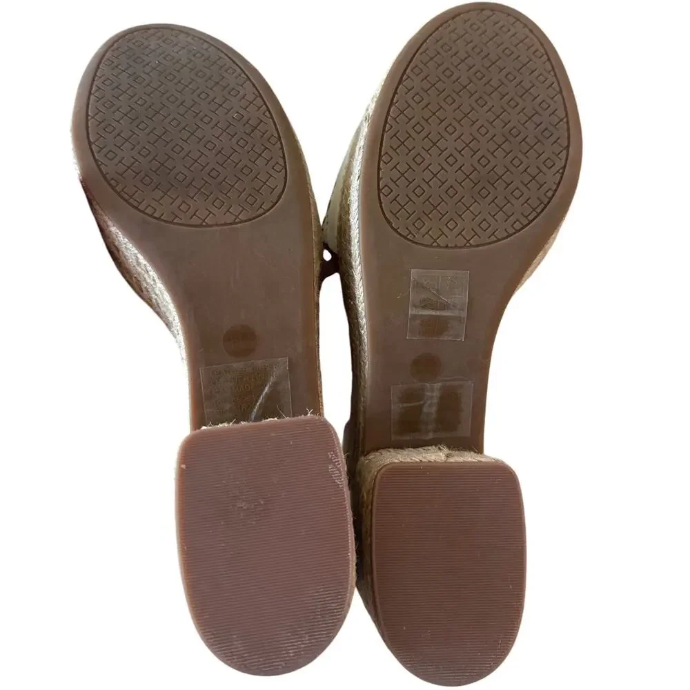 Tory Burch Roselle‎ Platform Espadrille Wedges White Leather 10